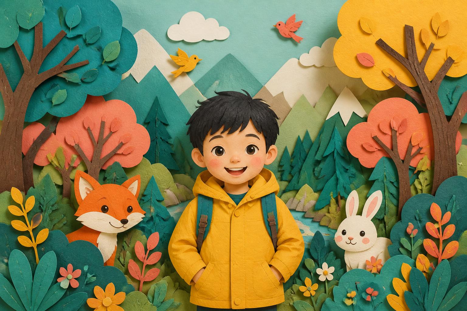 Exemplo de ilustração no estilo Papel recortado